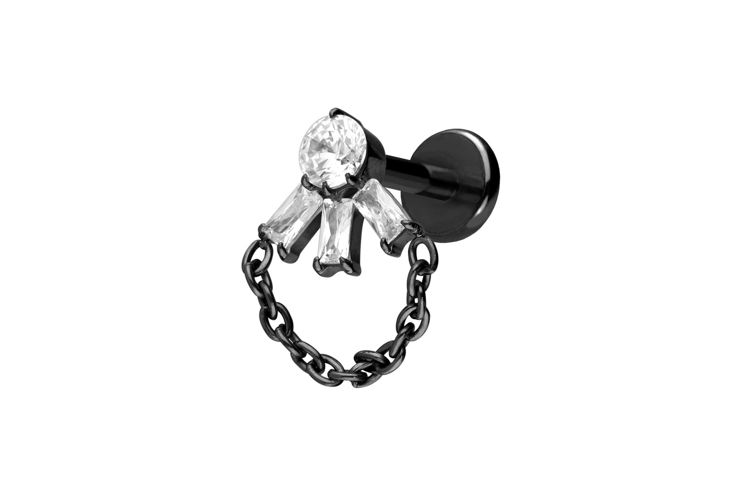 Titan Labret Piercing mit Push Fit LOTUSBLÜTE + KETTE